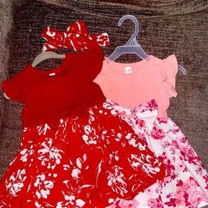 Red and Pink Ruffled Flutter Sleeve Sundress